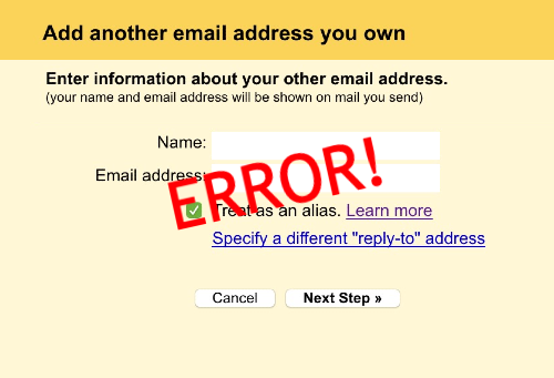Gmail Alias Error